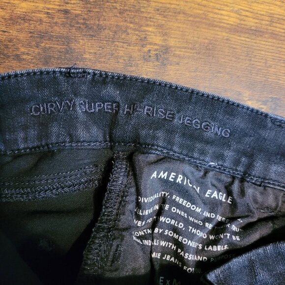 American Eagle Jeans 4 R Dream Curvy Super Hi Rise Jegging Stretch Black - Picture 5 of 11